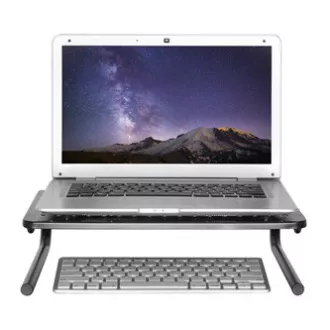 Podstavec pod monitor, priestor pre klávesnicu, čierny, ocel-plast, 20 kg nosnosť, Powerton, ergo Podstavec pod monitor, priestor pre klávesnicu, čierny, ocel-plast, 20 kg nosnosť, Powerton, ergo