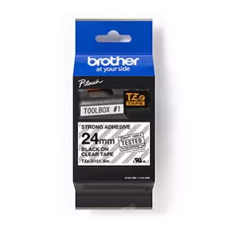 Brother originál páska do tlačiarne štítkov, Brother, TZE-S151, černý tlač/priesvitný podklad, laminovaná, 8m, 24mm, extrémne adh