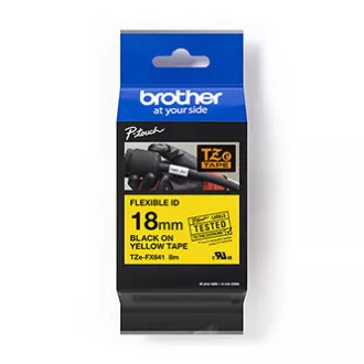 Brother originál páska do tlačiarne štítkov, Brother, TZE-FX641, černý tlač / žltý podklad, laminovaná, 8m, 18mm, flexibilná