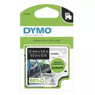 Dymo originál páska do tlačiarne štítkov, Dymo, 16957, S0718040, černý tlač/biely podklad, 3.5m, 12mm, D1 špeciálna - flexibilná Dymo originál páska do tlačiarne štítkov, Dymo, 16957, S0718040, černý tlač/biely podklad, 3.5m, 12mm, D1 špeciálna - flexibilná