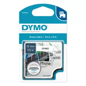 Dymo originál páska do tlačiarne štítkov, Dymo, 16957, S0718040, černý tlač/biely podklad, 3.5m, 12mm, D1 špeciálna - flexibilná Dymo originál páska do tlačiarne štítkov, Dymo, 16957, S0718040, černý tlač/biely podklad, 3.5m, 12mm, D1 špeciálna - flexibilná