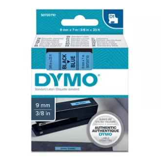 Dymo originál páska do tlačiarne štítkov, Dymo, 40916, S0720710, černý tlač/modrý podklad, 7m, 9mm, D1
