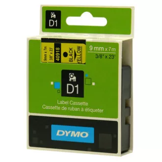 Dymo originálna páska do tlačiarne štítkov, Dymo, 40918, S0720730, čierna tlač/žltý podklad, 7m, 9mm, D1