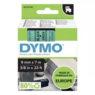 Dymo originál páska do tlačiarne štítkov, Dymo, 40919, S0720740, černý tlač/zelený podklad, 7m, 9mm, D1