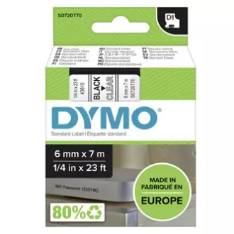 Dymo originál páska do tlačiarne štítkov, Dymo, 43610, S0720770, černý tlač/priehľadný podklad, 7m, 6mm, D1 Dymo originál páska do tlačiarne štítkov, Dymo, 43610, S0720770, černý tlač/priehľadný podklad, 7m, 6mm, D1
