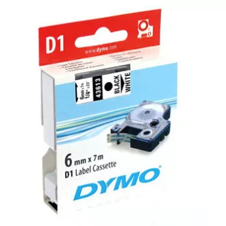 Dymo originál páska do tlačiarne štítkov, Dymo, 43613, S0720780, černý tlač/biely podklad, 7m, 6mm, D1