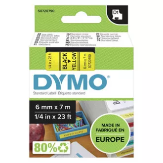 Dymo originál páska do tlačiarne štítkov, Dymo, 43618, S0720790, černý tlač/žltý podklad, 7m, 6mm, D1 Dymo originál páska do tlačiarne štítkov, Dymo, 43618, S0720790, černý tlač/žltý podklad, 7m, 6mm, D1
