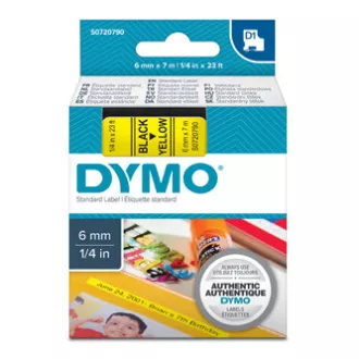 Dymo originál páska do tlačiarne štítkov, Dymo, 43618, S0720790, černý tlač/žltý podklad, 7m, 6mm, D1 Dymo originál páska do tlačiarne štítkov, Dymo, 43618, S0720790, černý tlač/žltý podklad, 7m, 6mm, D1