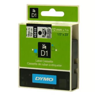 Dymo originál páska do tlačiarne štítkov, Dymo, 45010, S0720500, černý tlač/priehľadný podklad, 7m, 12mm, D1
