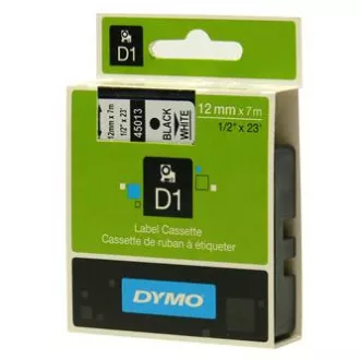 Dymo originál páska do tlačiarne štítkov, Dymo, 45013, S0720530, černý tlač/biely podklad, 7m, 12mm, D1