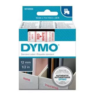 Dymo originál páska do tlačiarne štítkov, Dymo, 45015, S0720550, červený tlač/biely podklad, 7m, 12mm, D1