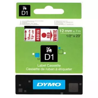 Dymo originál páska do tlačiarne štítkov, Dymo, 45015, S0720550, červený tlač/biely podklad, 7m, 12mm, D1