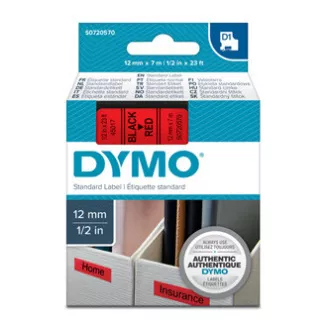 Dymo originál páska do tlačiarne štítkov, Dymo, 45017, S0720570, černý tlač/červený podklad, 7m, 12mm, D1