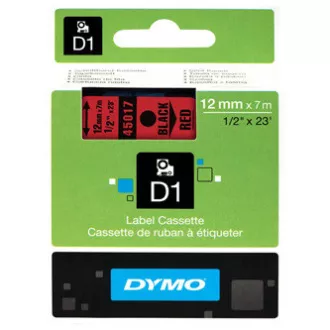 Dymo originál páska do tlačiarne štítkov, Dymo, 45017, S0720570, černý tlač/červený podklad, 7m, 12mm, D1