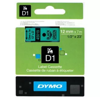 Dymo originál páska do tlačiarne štítkov, Dymo, 45019, S0720590, černý tlač/zelený podklad, 7m, 12mm, D1
