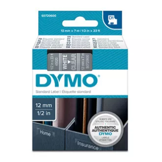 Dymo originál páska do tlačiarne štítkov, Dymo, 45020, S0720600, biely tisk/transparentná podklad, 7m, 12mm, D1