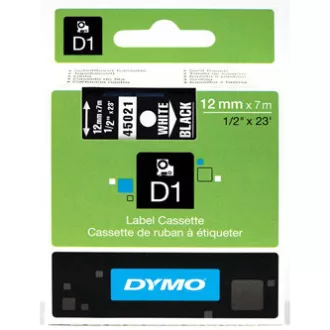 Dymo originál páska do tlačiarne štítkov, Dymo, 45021, S0720610, biely tisk/černý podklad, 7m, 12mm, D1