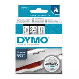 Dymo originál páska do tlačiarne štítkov, Dymo, 45800, S0720820, černý tlač/priehľadný podklad, 7m, 19mm, D1