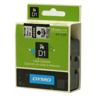 Dymo originál páska do tlačiarne štítkov, Dymo, 45800, S0720820, černý tlač/priehľadný podklad, 7m, 19mm, D1