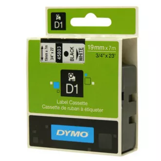 Dymo originál páska do tlačiarne štítkov, Dymo, 45803, S0720830, černý tlač/biely podklad, 7m, 19mm, D1