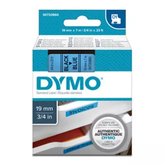 Dymo originál páska do tlačiarne štítkov, Dymo, 45806, S0720860, černý tlač/modrý podklad, 7m, 19mm, D1