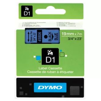 Dymo originál páska do tlačiarne štítkov, Dymo, 45806, S0720860, černý tlač/modrý podklad, 7m, 19mm, D1