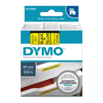 Dymo originál páska do tlačiarne štítkov, Dymo, 45808, S0720880, černý tlač/žltý podklad, 7m, 19mm, D1
