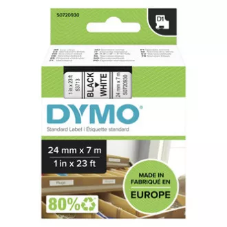 Dymo originál páska do tlačiarne štítkov, Dymo, 53713, S0720930, černý tlač/biely podklad, 7m, 24mm, D1