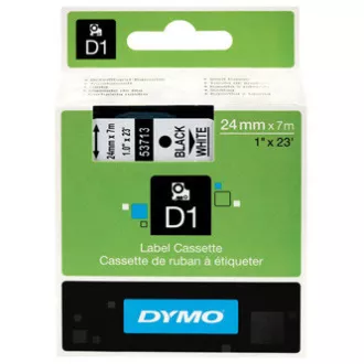 Dymo originál páska do tlačiarne štítkov, Dymo, 53713, S0720930, černý tlač/biely podklad, 7m, 24mm, D1
