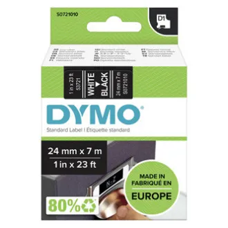 Dymo originál páska do tlačiarne štítkov, Dymo, 53721, S0721010, biely tisk/černý podklad, 7m, 24mm, D1