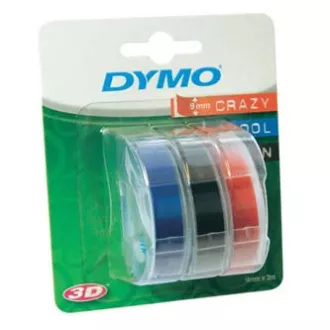 Dymo originál páska do tlačiarne štítkov, Dymo, S0847750, biely tisk/černý, modrý, červený podklad, 3m, 9mm, 1 blister/3 ks, 3D Dymo originál páska do tlačiarne štítkov, Dymo, S0847750, biely tisk/černý, modrý, červený podklad, 3m, 9mm, 1 blister/3 ks, 3D