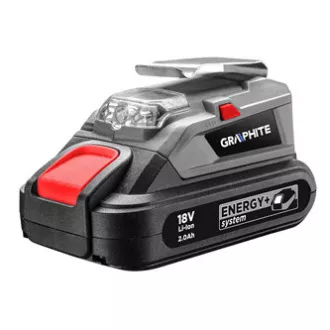 USB Nabíjačka akumulátorov a baterka, 18V, Energy+, Graphite USB Nabíjačka akumulátorov a baterka, 18V, Energy+, Graphite