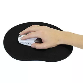 Podložka pod myš, ergonomická, gelová, čierna, Logo, DOPREDAJ