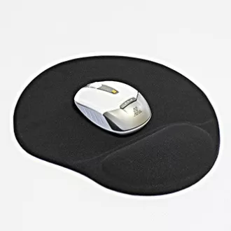Podložka pod myš, ergonomická, gelová, čierna, Logo, DOPREDAJ
