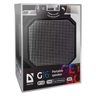 Defender reproduktor G16, Li-Ion, 1.0, 5W, černý, regulácia hlasitosti, LED podsvietenie, BT 5.0, TWS, 50Hz ~ 20kHz, DOPRODEJ Defender reproduktor G16, Li-Ion, 1.0, 5W, černý, regulácia hlasitosti, LED podsvietenie, BT 5.0, TWS, 50Hz ~ 20kHz, DOPRODEJ