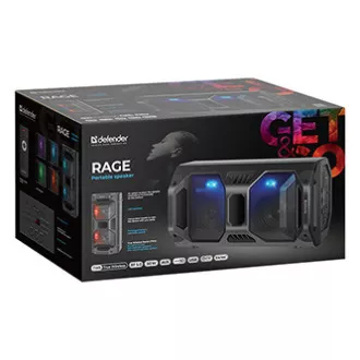 Defender reproduktor Rage, Li-Ion, 2.0, 50W, černý, regulácia hlasitosti, LED podsvietenie, BT 5.0, TWS, diaľkové ovládanie, 45Hz
