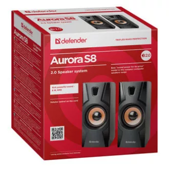 Defender reproduktory Aurora S8, 2.0, 8W, čierne, regulácia hlasitosti, 70Hz ~ 20kHz