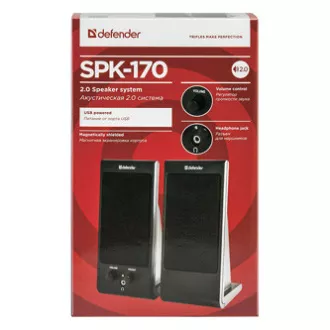 Defender reproduktory SPK-170, 2.0, 4W, čierne, regulácia hlasitosti, magneticky tienené pouzdro, konektor pre sluchátka, 200Hz~18k