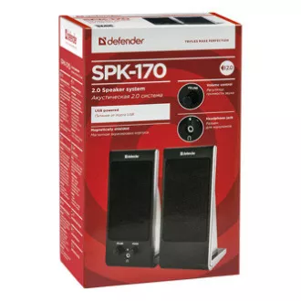 Defender reproduktory SPK-170, 2.0, 4W, čierne, regulácia hlasitosti, magneticky tienené pouzdro, konektor pre sluchátka, 200Hz~18k