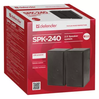 Defender reproduktory SPK 240, 2.0, 2x3W, čierne, regulácia hlasitosti, dřevěné, 100Hz~18kHz