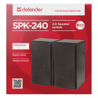 Defender reproduktory SPK 240, 2.0, 2x3W, čierne, regulácia hlasitosti, dřevěné, 100Hz~18kHz