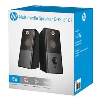 HP reproduktory DHS-2101, 2.0, 6W, čierny, regulácia hlasitosti, stolový, 3,5 mm jack (USB), DOPRODEJ HP reproduktory DHS-2101, 2.0, 6W, čierny, regulácia hlasitosti, stolový, 3,5 mm jack (USB), DOPRODEJ