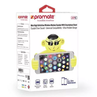 Promate Bluetooth reproduktor Ape, Li-Ion, 1.0, 3W, biely, ,pre deti, držiak telefónu, DOPRADE
