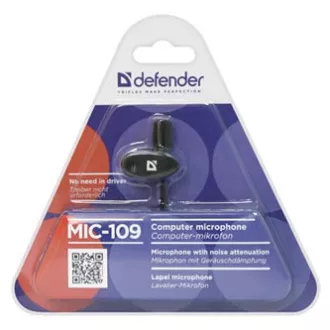 Defender, pripínací mikrofón, MIC-109, bez regulácie hlasitosti, černý, handsfree Defender, pripínací mikrofón, MIC-109, bez regulácie hlasitosti, černý, handsfree