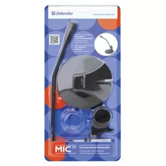 Defender, počítačový mikrofón, MIC-117, bez regulácie hlasitosti, černý, stolový, kondenzátorový Defender, počítačový mikrofón, MIC-117, bez regulácie hlasitosti, černý, stolový, kondenzátorový