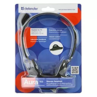 Defender Aura HN-102 sluchátka s mikrofónom, káblové, čierna, otvorené, 2x 3.5 mm jack