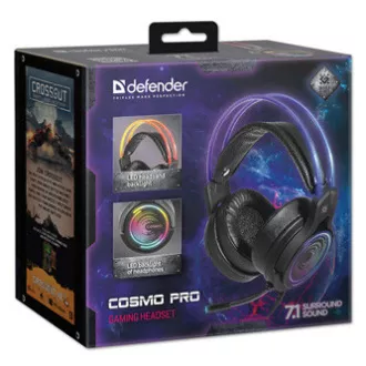 Defender Cosmo Pro RGB herné sluchátka s mikrofónom, káblové, čierna, 7.1 (virtuálne), 50 mm meniče typ USB
