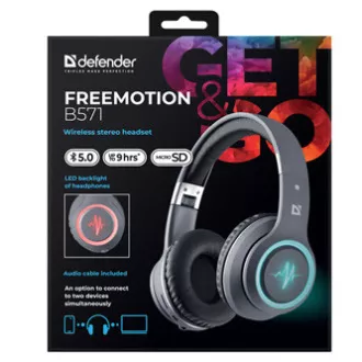Defender FreeMotion B571 sluchátka s mikrofónom, bezdrôtová, šedá, 2.0, 40 mm meniče typ micro-USB Defender FreeMotion B571 sluchátka s mikrofónom, bezdrôtová, šedá, 2.0, 40 mm meniče typ micro-USB