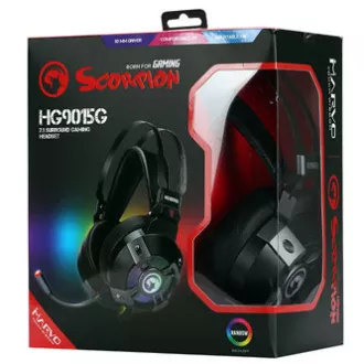 Marvo HG9015G sluchátka s mikrofónom, káblové, čierna, 7.1 (virtuálne), USB