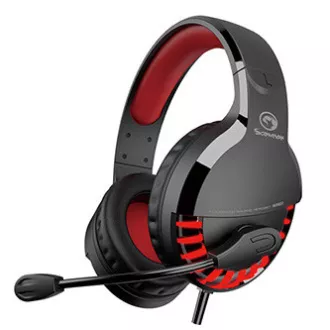 Marvo HG9022 sluchátka s mikrofónom, káblové, černo-červená, 7.1 (virtualne), LED, podsvietená typ USB